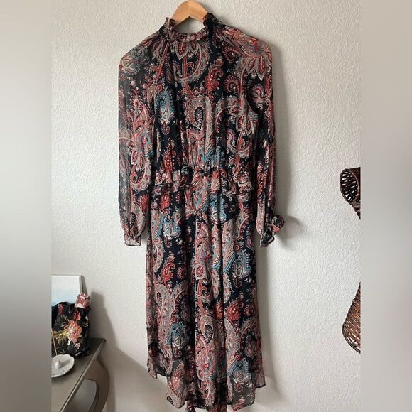 Banana Republic X Olivia Palermo 100% silk paisley highlow midi tie neck SP - Picture 6 of 6